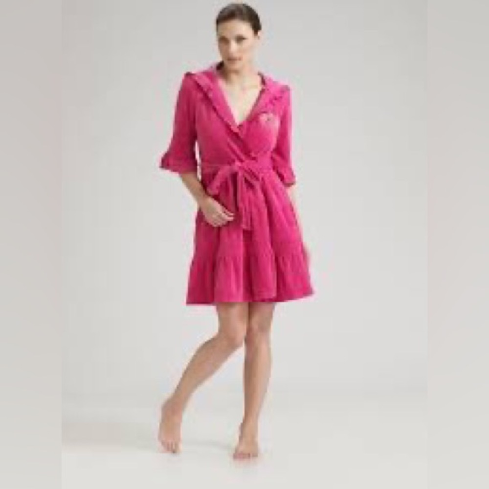NWOT JUICY COUTURE pink crown luxe robe S/M